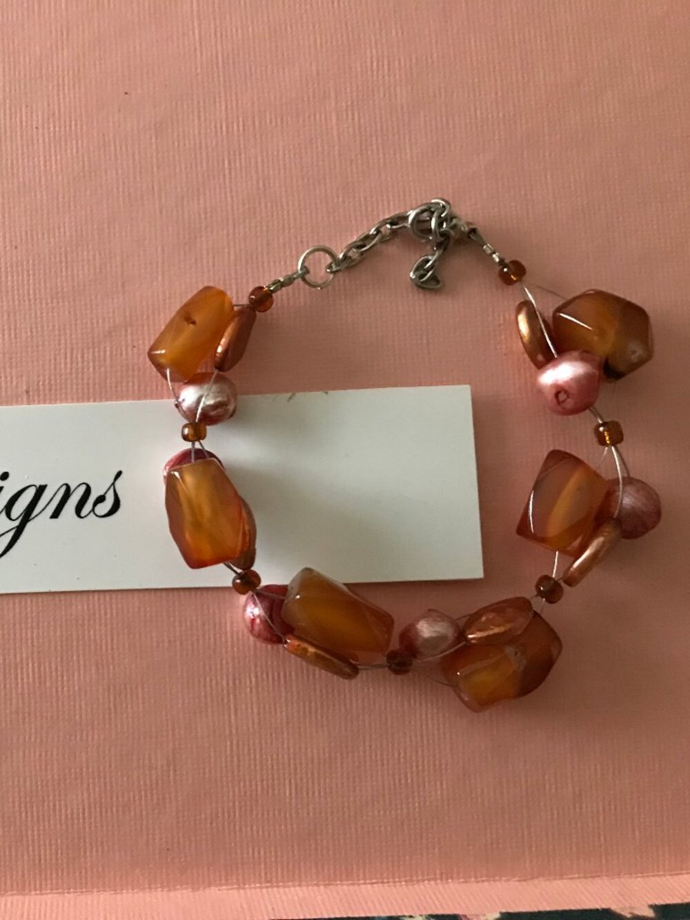 Chunky  cluster bracelet  Agate beads +FW pearls HAndmade Fall Colors   OOAK